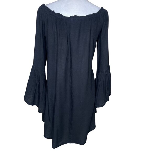 Feathers Women's Black Floral Embroidery Ruffle Midi Mini Dress Whimsygoth XL - Picture 3 of 10